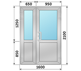 Полуторная дверь со стеклом ТАТПРОФ 1600x2100