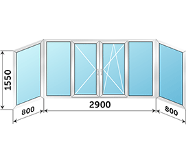 Холодное балконное окно распашное Provedal 4500x1550