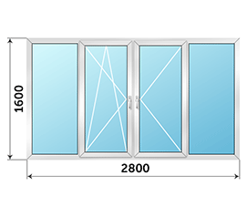 Холодное окно на балкон раздвижное ALUTECH 2800x1600