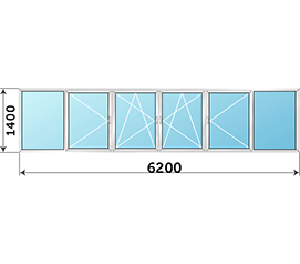 Холодное окно на балкон раздвижное ALUTECH 6200x1400