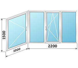 Холодное окно на лоджию распашное NEWTEC 3200x1500
