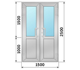Двухстворчатая дверь со стеклом Realit 1500x2500