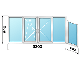Холодное балконное окно раздвижное Provedal 3800x1500