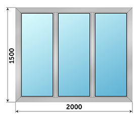 Трехстворчатое окно Provedal 2000x1500