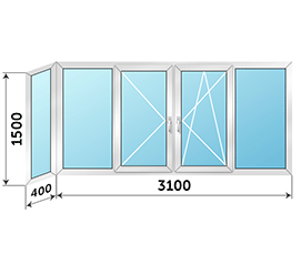 Окно на балкон NEWTEC 3500x1500