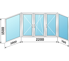 Балконное окно NEWTEC 3900x1500