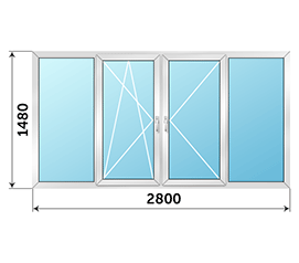 Холодное окно на балкон распашное Provedal 2800x1480