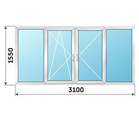 Холодное окно на лоджию распашное NEWTEC 3100x1550